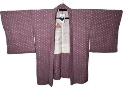 Японское розовое шелковое платье хаори с цветочной подкладкой, винтажное ручной работы - Изображение 1 из 4