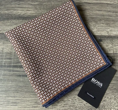 HUGO BOSS Reversible Mezcla de Seda Bolsillo Cuadrado Hecho en Italia Venta BNWT - Imagen 1 de 4