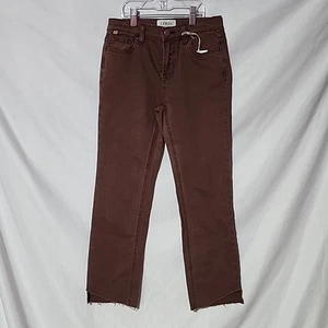 NEW - Size 12 - CEROS Mocha Brown Jeans - High Rise Ankle Skinny - Raw Hem - Picture 1 of 10