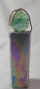 Kaleidoscope Iridescent Blue Stain Glass Body Marble Top w/ Copper 5 1/2" - Picture 1 of 8