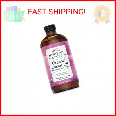 HERITAGE STORE Organic Castor Oil - Glass Bottle - Nourishing Treatment for Hair - Изображение 1 из 2