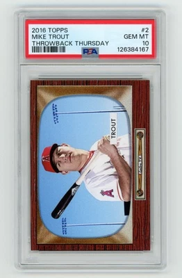 PSA 10 Mike Trout 2016 Topps Throwback Thursday #2 1955 Bowman Angels MVP ROY - Image 1 of 2