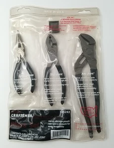 Vintage SEARS Craftsman USA 3pc Pliers 6", 6 3/4" & 9 1/2" Set 945243/M45243 NOS - Picture 1 of 6