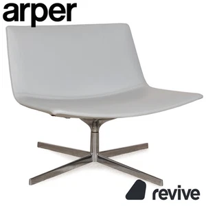 Arper Catifa 80 Poltrona In Pelle Blu Grigio Chiaro Con Funzione Girevole - Bild 1 von 10