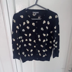 Laura Ashley Cropped Navy Polka Dot Cardigan Women’s Size 12 - Picture 1 of 5