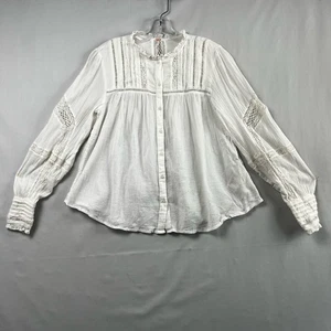 Free People Babydoll Top Women XS White Peasant Ruffle Lace Cottage core Fairy - Picture 1 of 15