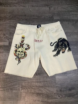 Pantalones Cortos Para Hombre Ed Hardy Crema/Cráneo y Daga/Pantera Negra/Salón Talla XL Foto 1 de 3