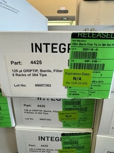 Integra 125ul Griptip Filter Pipette Tips, 5 Racks of 384 - Picture 1 of 3