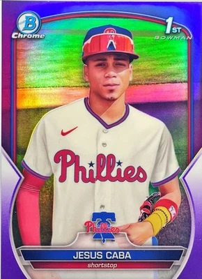 Jesus Caba 2023 Bowman Chrome BCP-164 1st Purple Refractor /250 Phillies - Image 1 of 4