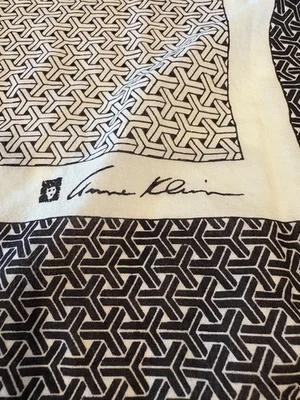 Anne Klein Scarf Black And White Weaved Pattern 20” Square Cotton - Image 1 of 4