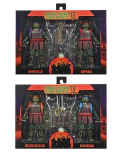 Neca Teenage Mutant Ninja Turtles III 4-Pack Donatello Raphael Leonardo & Michel - Foto 1 di 11