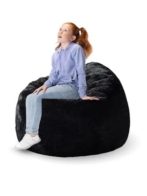 Fell Sitzsack Stuhl Sofabezug Schwarz ohne Bohnen Wohnzimmer Mit Komfort XXXL - Bild 1 von 4