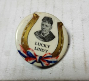 Lucky Lindy Vintage Aviation Pinback Button - Bild 1 von 3
