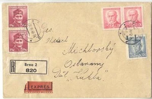 CHECOSLOVAQUIA BRNO-2 20.III 1946 CUBIERTA EXPRES REGISTRADA - Imagen 1 de 1
