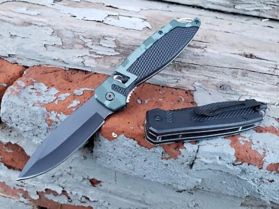 Navaja de bolsillo digital verde camuflaje negra punta para llevar asistida por resorte EDC 4,2 oz Foto 1 de 4