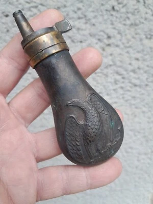 DE COLECCIÓN MINI PISTOLA POTRO COBRE 10 cm/4" Guerra Civil American Eagle Pocket Polvo Frasco Foto 1 de 4