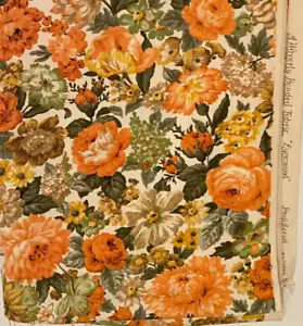 WAVERLY Lynnwood FLORAL Fabric 2+ Yds 47" wide CHRYSANTHEMUM Orange Green Bloom - Picture 1 of 8