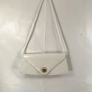 Women's Shoulder Bag White Faux Leather Envelope Crossbody Purse 13X7 EUC - Picture 1 of 7