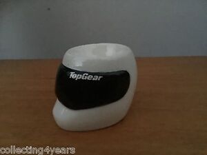 candle holder /  egg cup head  THE STIG bbc TOP GEAR white ceramic helmet moto