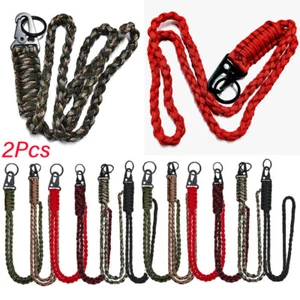 2Pcs Heavy Duty Braided 550 Paracord Neck Lanyard Keychain for Men Women Outdoor - Imagen 1 de 18