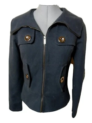 Abrigo Chaqueta SUGAR FLY Gamuza Guisante XS Negro Azul Abrigo de Pecho Único Otoño Acogedor Foto 1 de 4