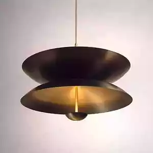 Mid Century Brass Flush Mount Pendant Light Chandelier Ceiling Fixture - Picture 1 of 3