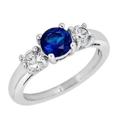 September Birthstone Ring Dark Blue Cubic Zirconia Engagement Anniversary Band - Image 1 of 4
