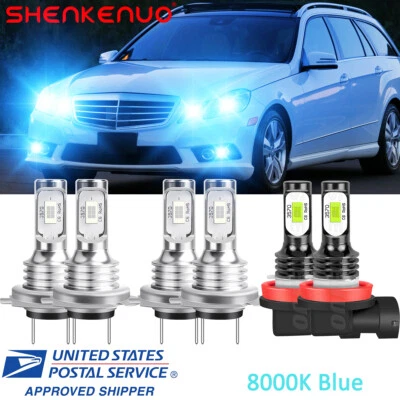 For Mercedes-Benz E350 E320 E550 -6x 8000K LED Headlight + Fog Light Bulbs Kits - Image 1 of 4