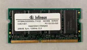 HYS64V32220GDL-7.5-C2 Infineon 256MB PC133 SNYC CL3 144-Pin SoDimm - Picture 1 of 2