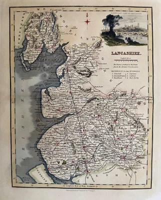 1833 Antique Map; Lancashire by Robert Scott - Image 1 of 4
