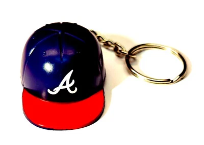 ATLANTA BRAVES KEYCHAIN CAP HAT 2" LONG NEW LICENSED MLB BASEBALL CHARM PULL - Image 1 of 2