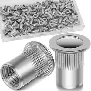 M4 Dadi per Rivetti, 120Pz 304 Acciaio Inox Testa Piatta Rivetto Inserto Filettato Dado - Foto 1 di 3