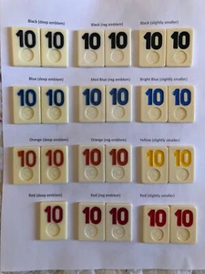 SINGLE REPLACEMENT RUMMIKUB (1980-1990 editions) game piece #10 - Choose color - Picture 1 of 3