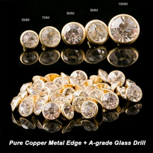 6mm-12mm White Crystal Diamante Studs DIY Punk Leathercraft Rhinestone Rivets - Picture 1 of 12