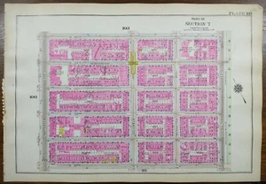1916 MANHATTAN VALLEY Map NEW YORK CITY NY ~ Old Antique Original 16"x11" - Picture 1 of 9