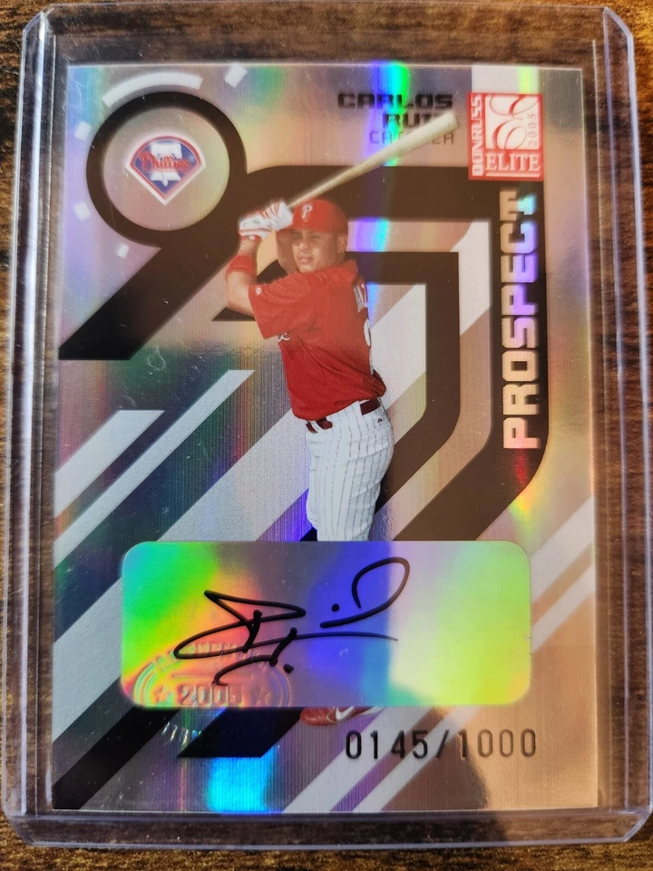 2005 Donruss Elite Carlos Ruiz Prospect Rookie RC Auto /1000 #184 Phillies - Image 1 of 2