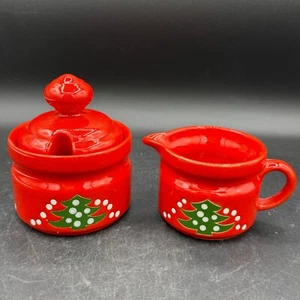 Waechtersbach CHRISTMAS TREE Creamer & Lidded Sugar Bowl Germany - Picture 1 of 17