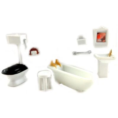 Set Di Mobili Per Bagno In Plastica In Scala 1:48 Per Casa Delle Bambole - Immagine 1 di 4
