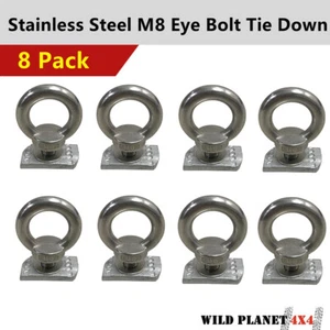8x Eyelet Ring+Channel Nut Tie Down Kit Fit Rhino Rack Platform Roof Rack Fasten - Foto 1 di 6