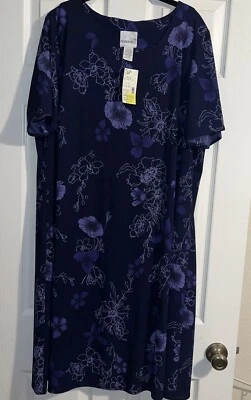 Vestido Floral Vintage Nuevo con Etiquetas Moda Bug Púrpura Talla 24 Hasta la Rodilla Manga Corta Y2K Foto 1 de 3