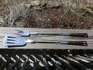 Vintage Stanhome Edelstahl Küche Grill Werkzeug Gabel & Spatel - Bild 1 von 9