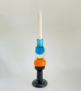 Oiva Toikka Nuutajärvi Finnland Glass Candlestick  Kerzenhalter Lollipop 