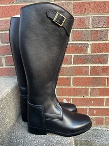 Mens Tall Knee High Leather Equestrian Polo Riding Boots Cowhide Size 10 Reg Cal - Picture 1 of 6