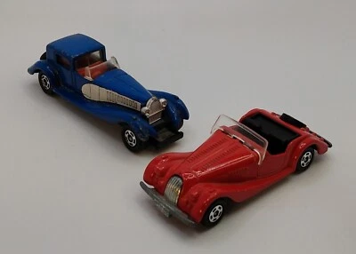 Lote de 2 de colección. Tomica Morgan Plus 8 y Bugatti 1977-78 cupé DeVille 1:57... Foto 1 de 4