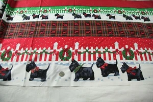 7.5Y Vintage Springs SCOTTIE DOG  Plaid Tartan Terrier Border Cotton Fabric - Picture 1 of 15
