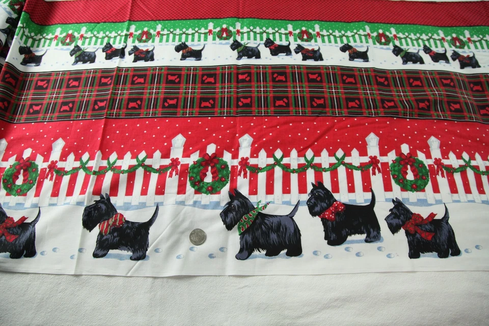 7.5Y Vintage Springs SCOTTIE DOG  Plaid Tartan Terrier Border Cotton Fabric - Image 1 of 4