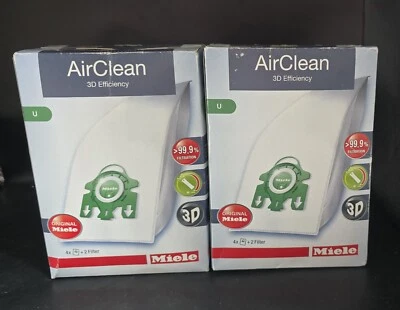 2 Box Miele Air Clean 3D Efficiency 4 Bags 2 Filters U S7000 S7999 S7 Dynamic U1 - Image 1 of 4
