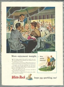 1946 WHITE ROCK advertisement, Sparkling Water, color art  - Imagen 1 de 3