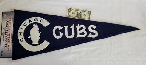 New rare discontinued MLB Chicago Cubs Cooperstown embroidered wool pennant 31" Cover