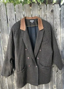 Vintage Pinnacle Damen Woll Blazer Kariert Karriere Größe Large Schwarz/Braun - Bild 1 von 9